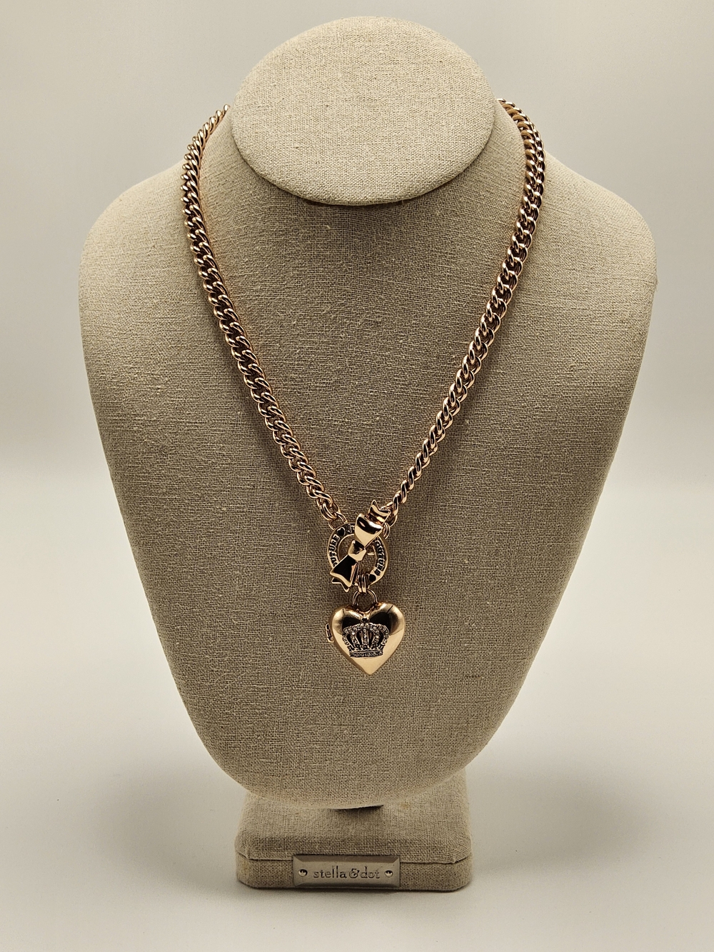 ​​Juicy Couture Gold-Tone Crown Heart Locket Chain Necklace